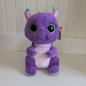 TY Beanie Boo Purple Glitter Dragon Plush NWT